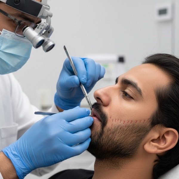 Facial beard and moustache hair transplant before and after at Kezza Clinic, Jaipur