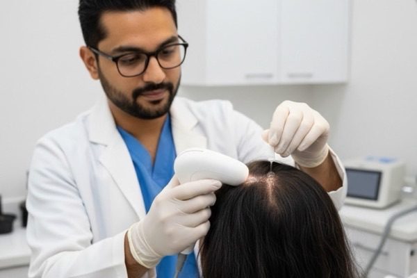 Hairline design and scalp analysis marking at Kezza Clinic, Jaipur